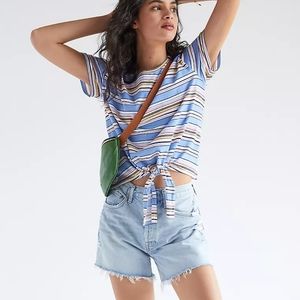 Anthropologie T. La Striped-Tie Front Tee